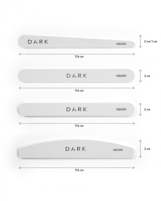 DARK Набір пилочок - крапля, 10 шт (180/240 грит)