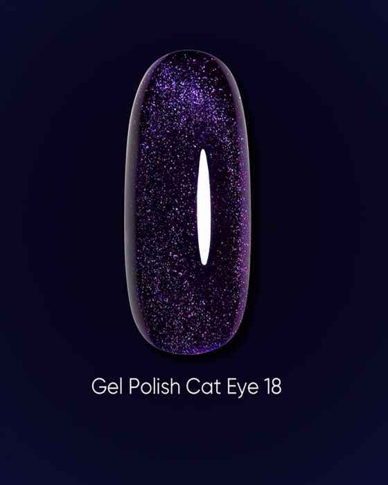 Dark gel polish Cat Eye 18, 6 ml
