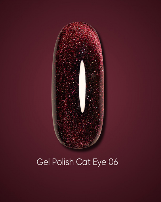Dark gel polish Cat Eye 06, 10 ml