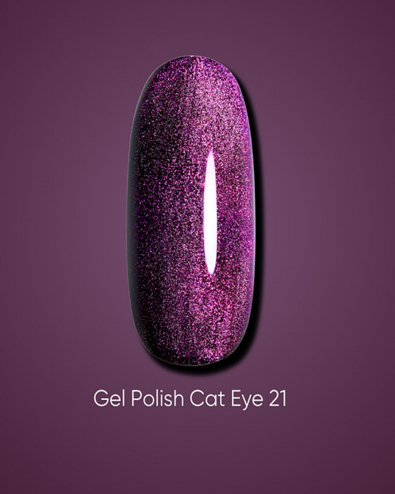 Dark gel polish Cat Eye 21, 6 ml