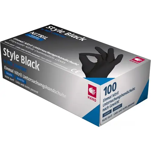 Рукавички Style Black нестерильні,нітрилові, неопудрені (чорні) Розмір S (100 шт/уп)