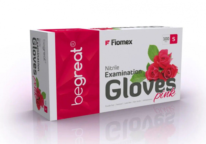 РУКАВИЧКИ FIOMEX premium, НІТРИЛОВІ (PINK , РОЗМІР S 100 ОД)