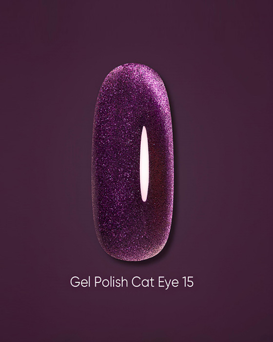 Dark gel polish Cat Eye 15, 6 ml