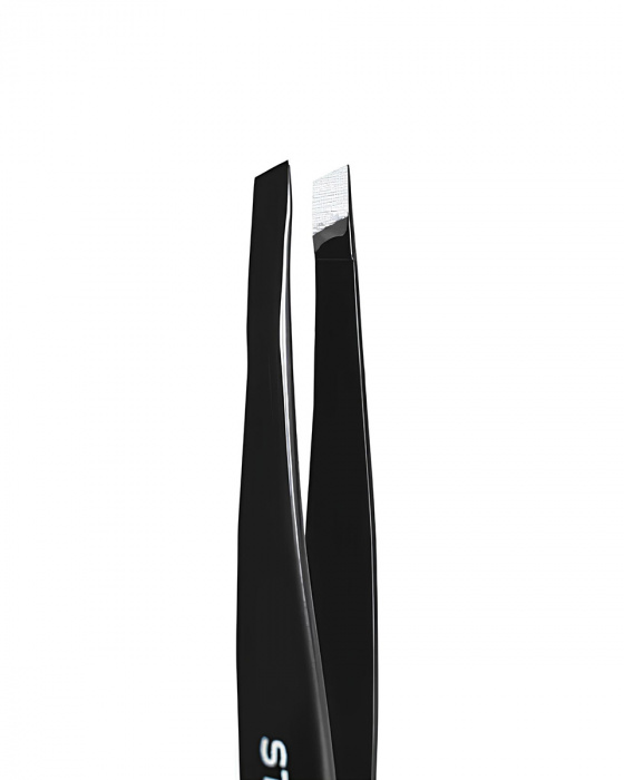 Пінцет для брів Staleks Expert Pro  11 type 4 black TE-11/4B (вузькі скошені кромки)