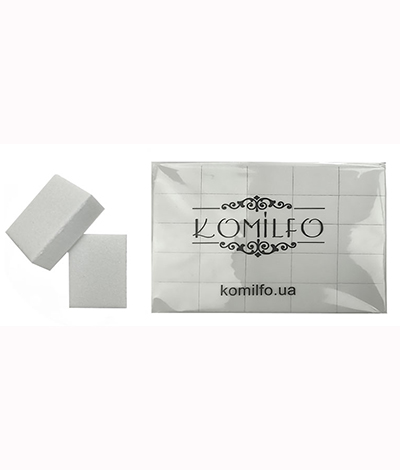 Шліфувальник для нігтів Komilfo Mini 32*25*12 мм білий 120/120 (50 шт. в пачці)