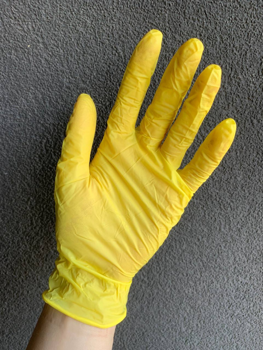 Рукавички Style Lemon нестерильні,нітрилові, неопудрені (жовті) Розмір М (100 шт/уп)