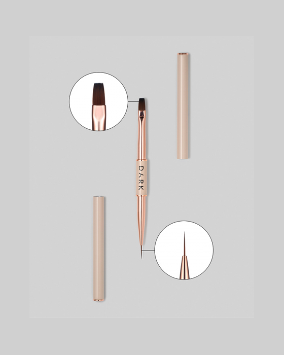 DARK Пензлик двосторонній бежевий ( лайнер 11 мм + плоский квадратний гель 9 мм )