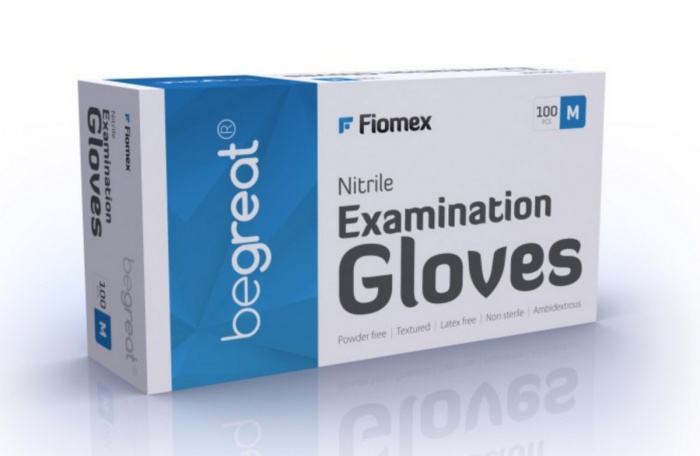РУКАВИЧКИ FIOMEX premium, НІТРИЛОВІ (BLUE , РОЗМІР M 100 ОД)