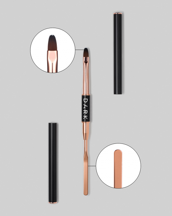 DARK Пензлик двосторонній чорний ( шпатель + заокруглений гель 9 мм )