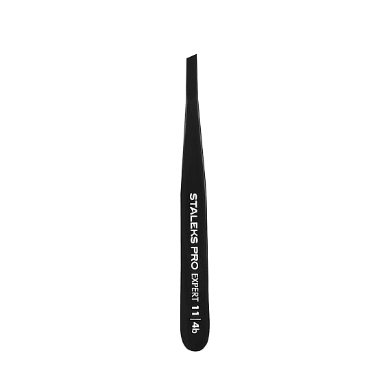 Пінцет для брів Staleks Expert Pro  11 type 4 black TE-11/4B (вузькі скошені кромки)