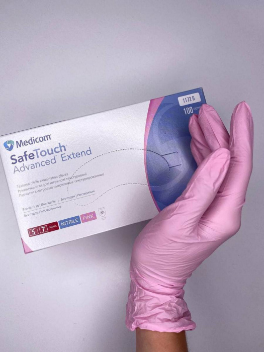 Рукавички нітрилові без пудри нестерильні Safe Touch Advanced  PINK, розмір S (100 од.)