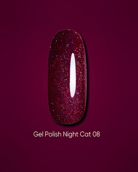 Dark gel polish Night Cat 08, 6 ml